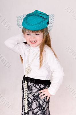 girl in green hat