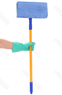 mop in hand