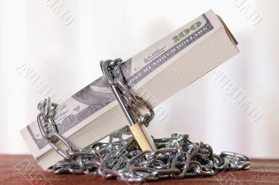 padlock with dollars