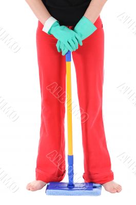 The woman with a mop