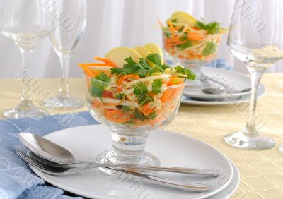 Celery salad with carrot and apple