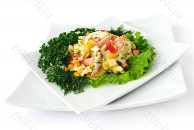  a salad of corn and Chinese cabbage
