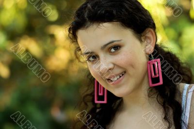  Young brunette with freckles