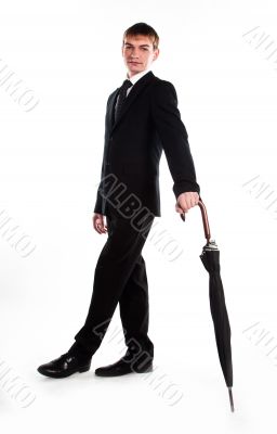 Business man with an umbrella