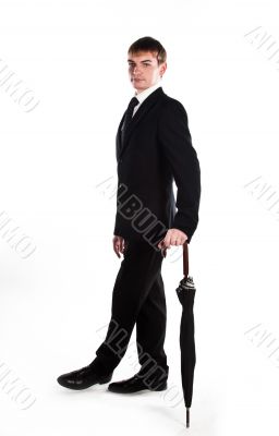 Business man with an umbrella