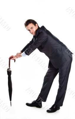 Business man with an umbrella