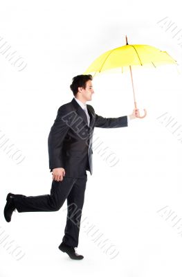 Business man with an umbrella