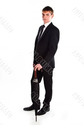 Business man with an umbrella