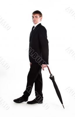 Business man with an umbrella