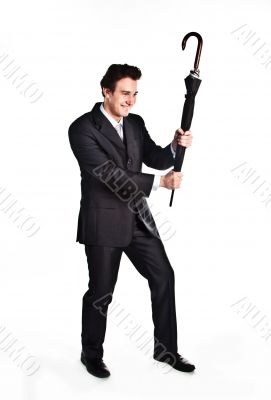Business man with an umbrella