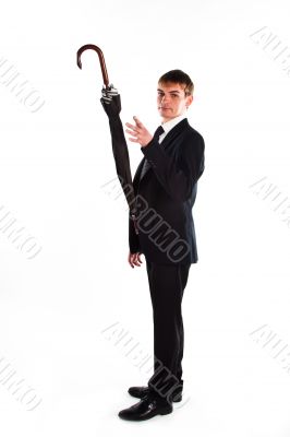 Business man with an umbrella