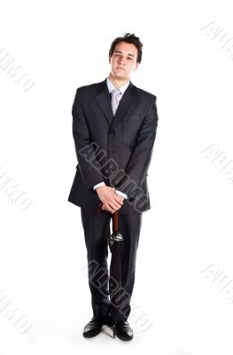 Business man with an umbrella