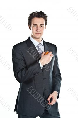 Business man with a red apple