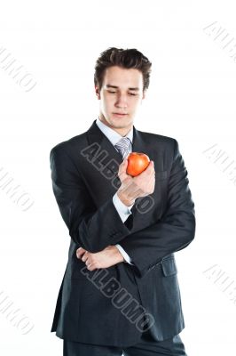 Business man with a red apple