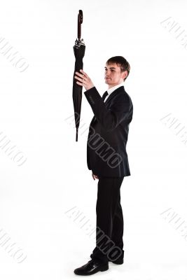 Business man with an umbrella