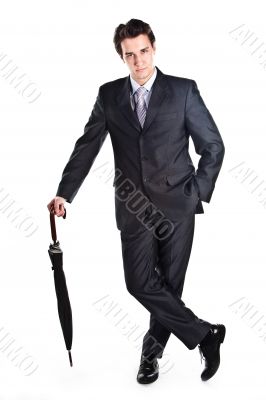 Business man with an umbrella
