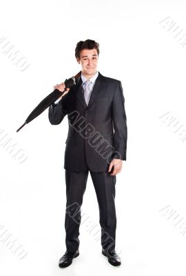 Business man with an umbrella