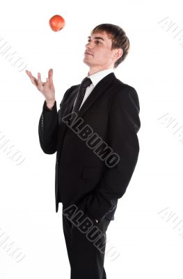Business man with a red apple