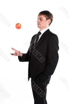 Business man with a red apple