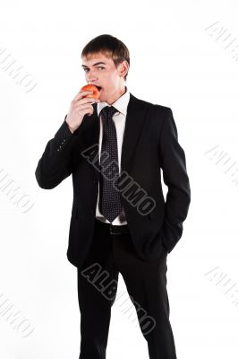 Business man with a red apple