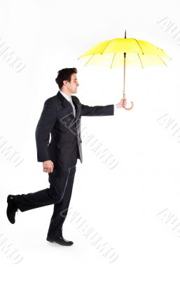 Business man with an umbrella