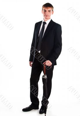 Business man with an umbrella