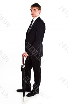 Business man with an umbrella