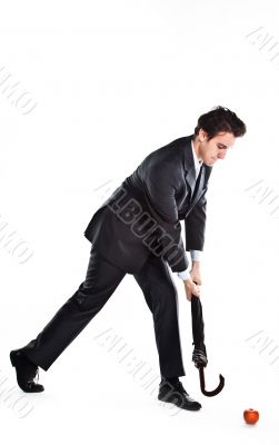 Business man with an umbrella