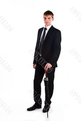 Business man with an umbrella