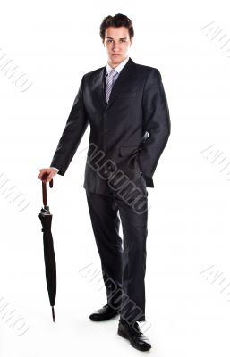 Business man with an umbrella