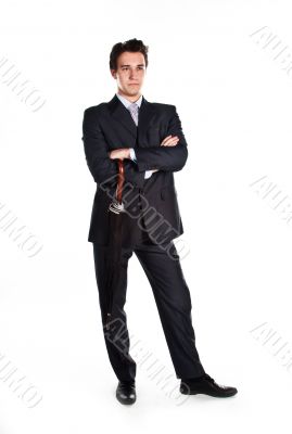 Business man with an umbrella