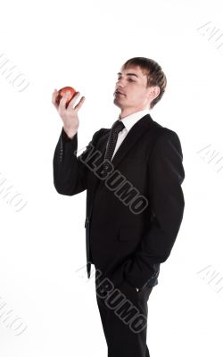 Business man with a red apple