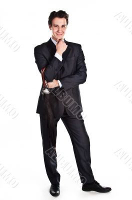 Business man with an umbrella