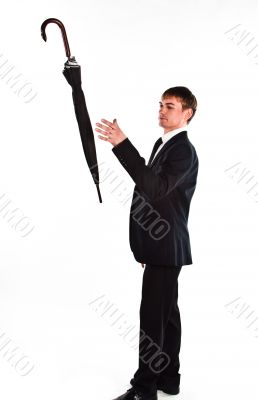 Business man with an umbrella
