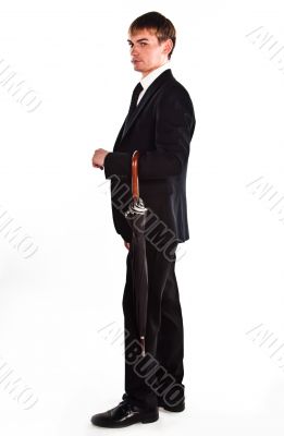 Business man with an umbrella