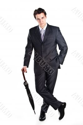 Business man with an umbrella