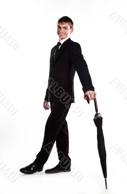 Business man with an umbrella