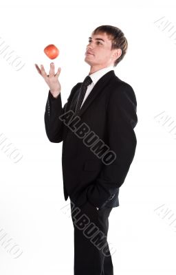 Business man with a red apple