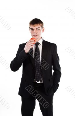 Business man with a red apple