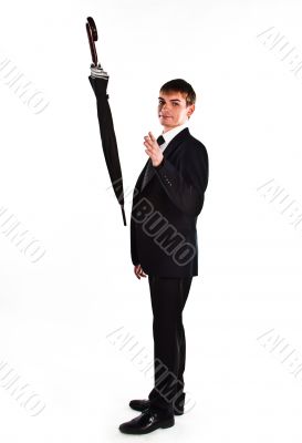 Business man with an umbrella
