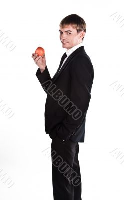 Business man with a red apple