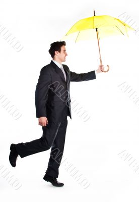 Business man with an umbrella