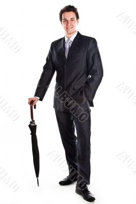 Business man with an umbrella
