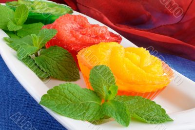 Dessert of orange grapefruit kiwi