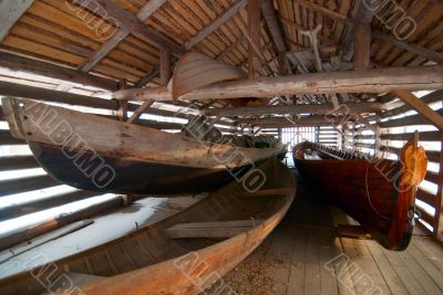 A Finnish wooden long boat.