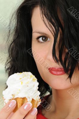 woman with cake