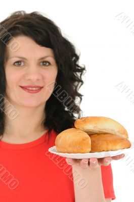 woman with pies