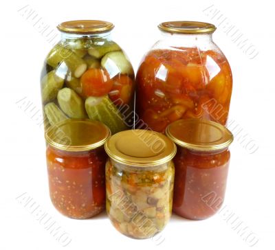 Home canning. Pickles is isolated on a white background