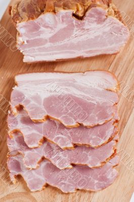Smoked ham on a cutting board