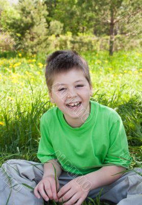 The boy in the park on a summer day